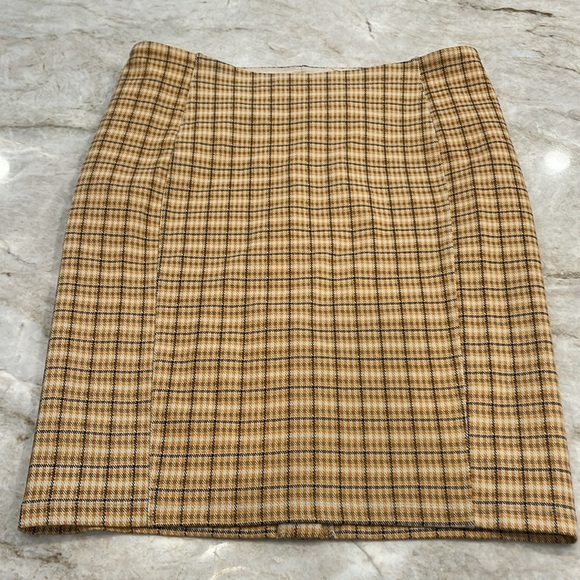 Liverpool Bia Knit Pencil Skirt‎ | Goldenrod Yellow/Grey-Blue Plaid | Petite 10P - Picture 8 of 16